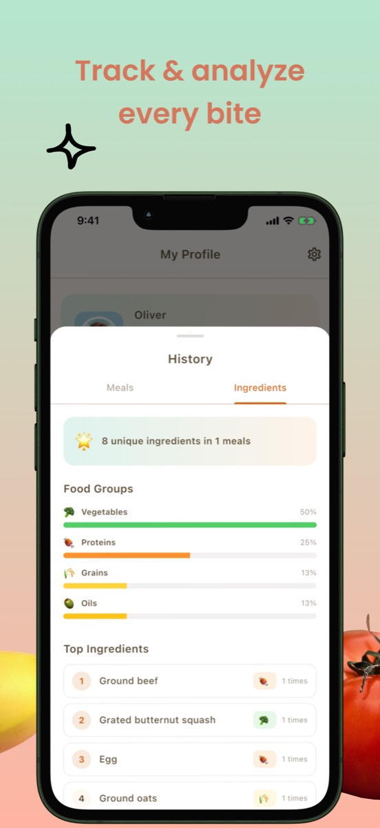 Tocomo ingredient tracking and food analytics for baby nutrition