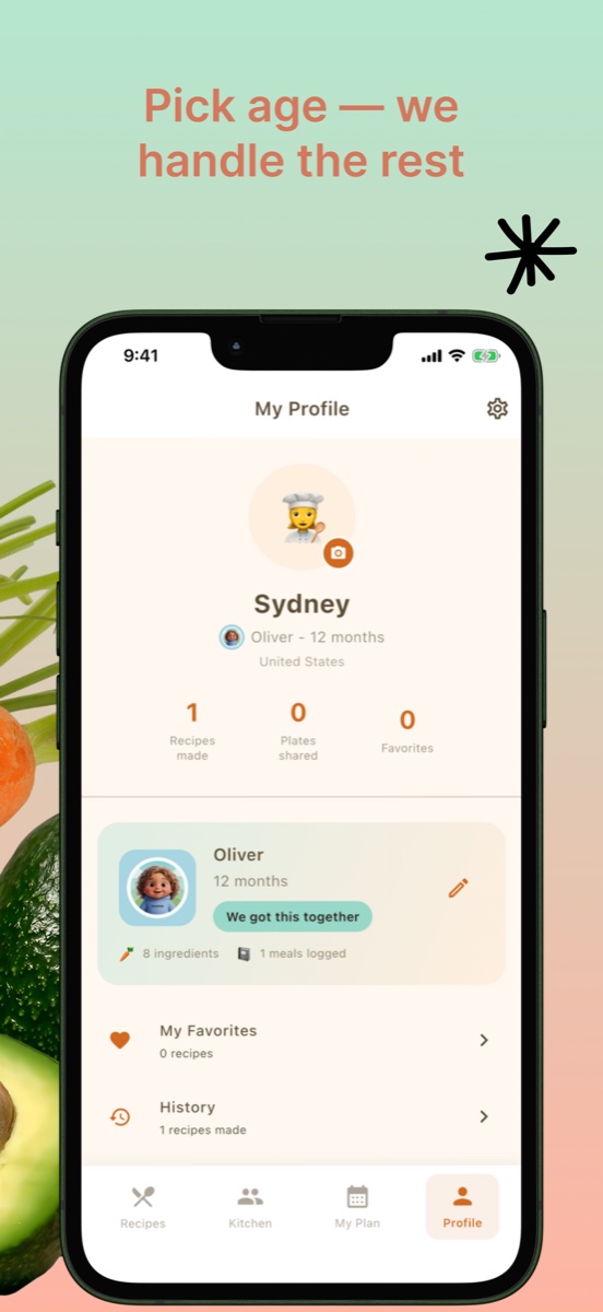 Tocomo baby profile with age-based personalization